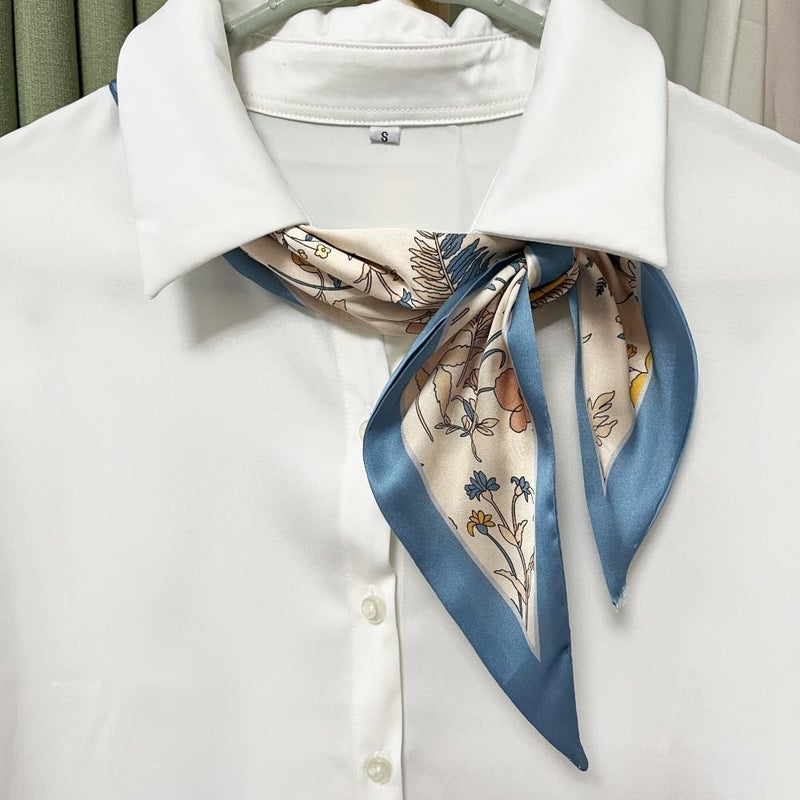 FONYVE Silk Head Scarf for Hair Fashion Headwrap for Women Lightweight Neck Tie - Image 4